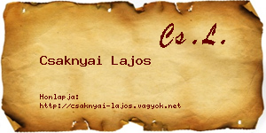 Csaknyai Lajos névjegykártya